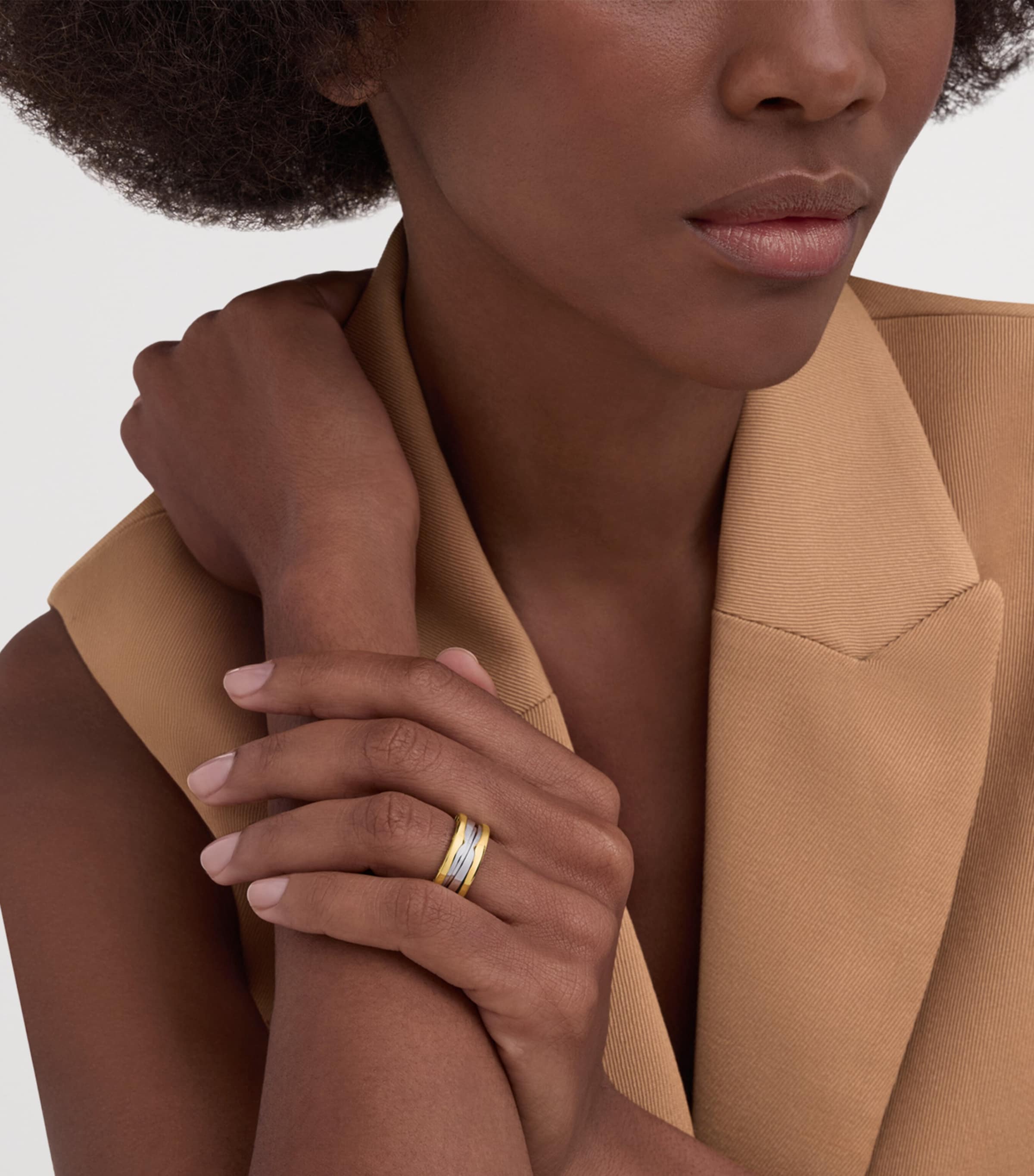 Bague Bvlgari B.zero1 deux bandes or jaune acier inoxydable - Produit britannique