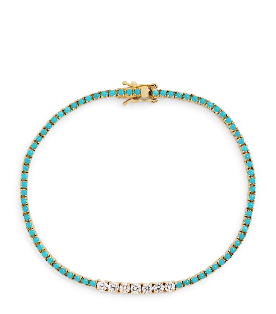 Jennifer Meyer tennis bracelet yellow gold turquoise diamond, UK version