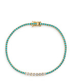 Jennifer Meyer tennis bracelet yellow gold turquoise diamond, UK version