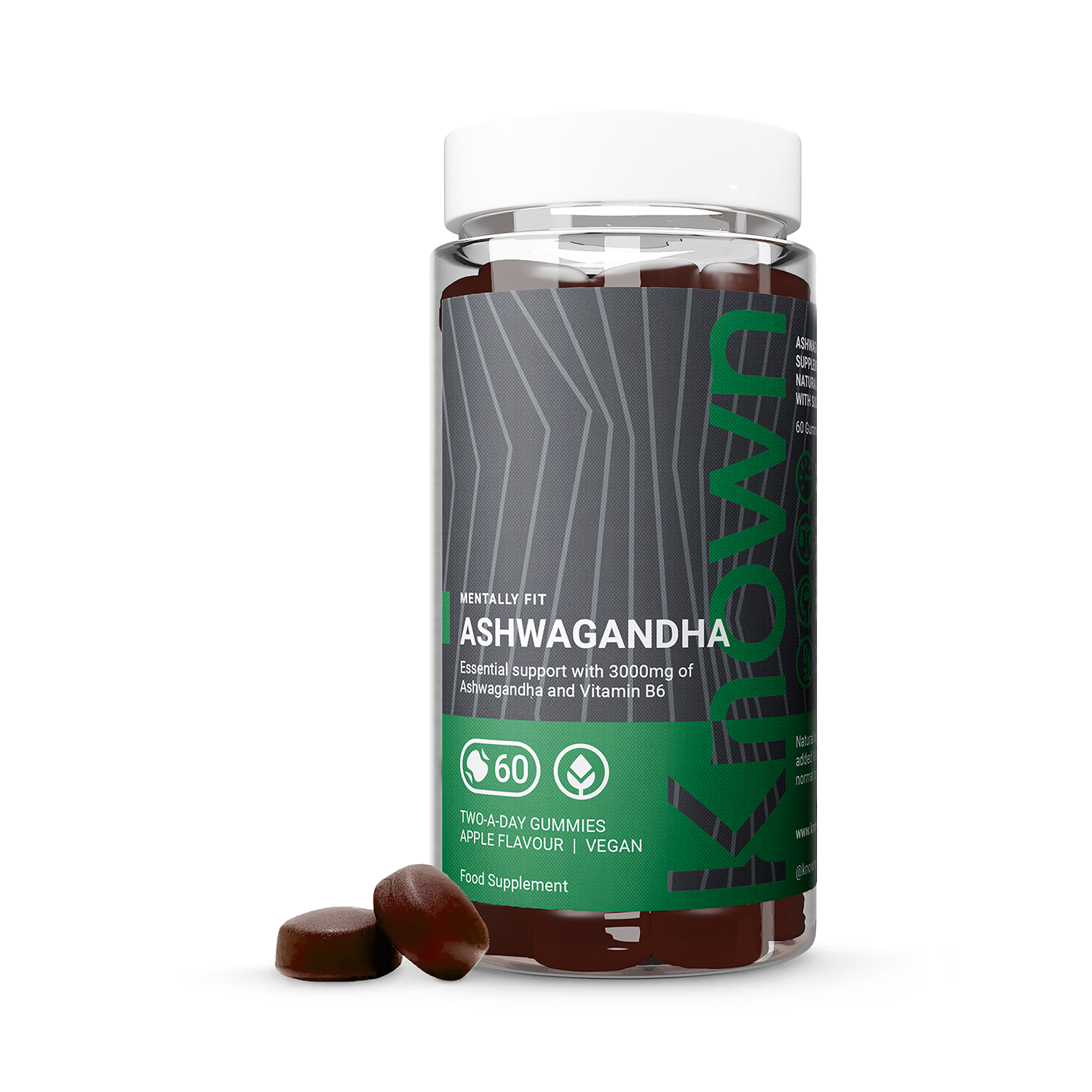 Known Nutrition ashwagandha gummies apple flavour 60 count, UK version