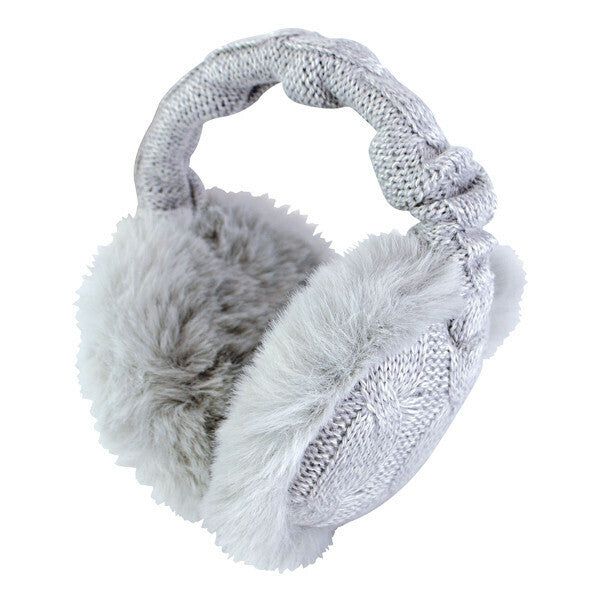 Heat Holders Ladies Knit Thermal Ear Muffs with Faux Fur GOODS Superdrug Light Grey  