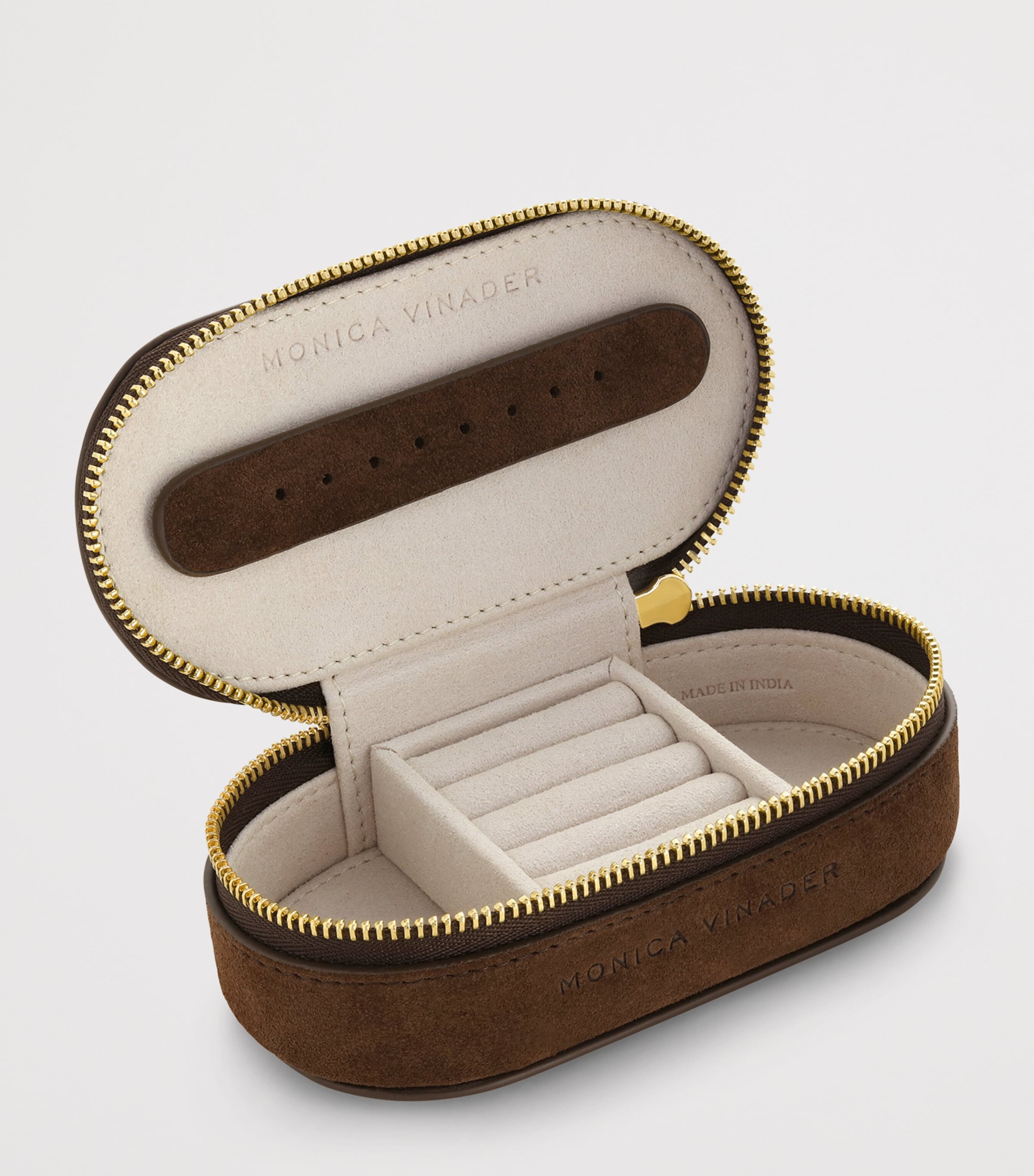 Monica Vinader mini suede oval jewellery case (British brand)