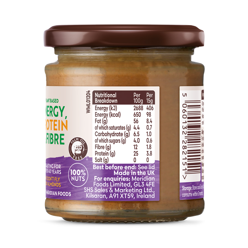 Meridian organic almond butter smooth 170g, imported from the UK