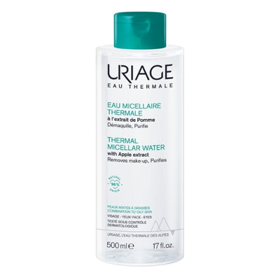 Limpiador facial con agua micelar termal Uriage para pieles mixtas a grasas, 500 ml.