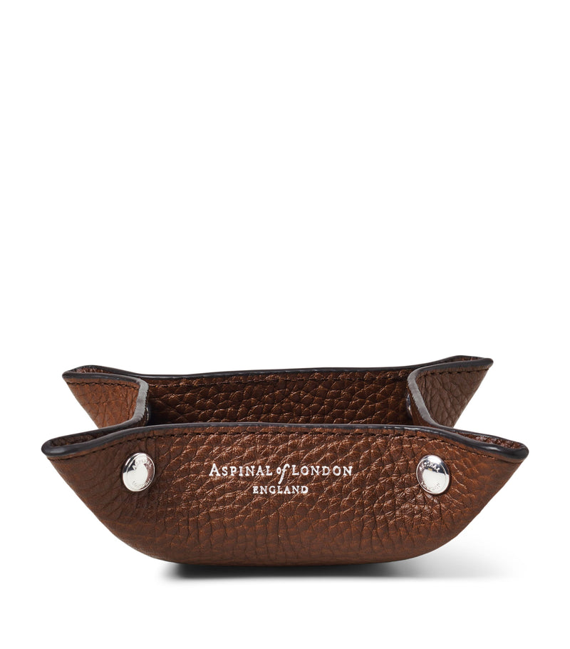 Aspinal of London mini grained leather tidy tray 9.5cm x 9.5cm - British product