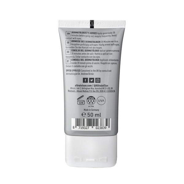 ALTRUIST Face Fluid SPF50 sunscreen 50ml, UK version