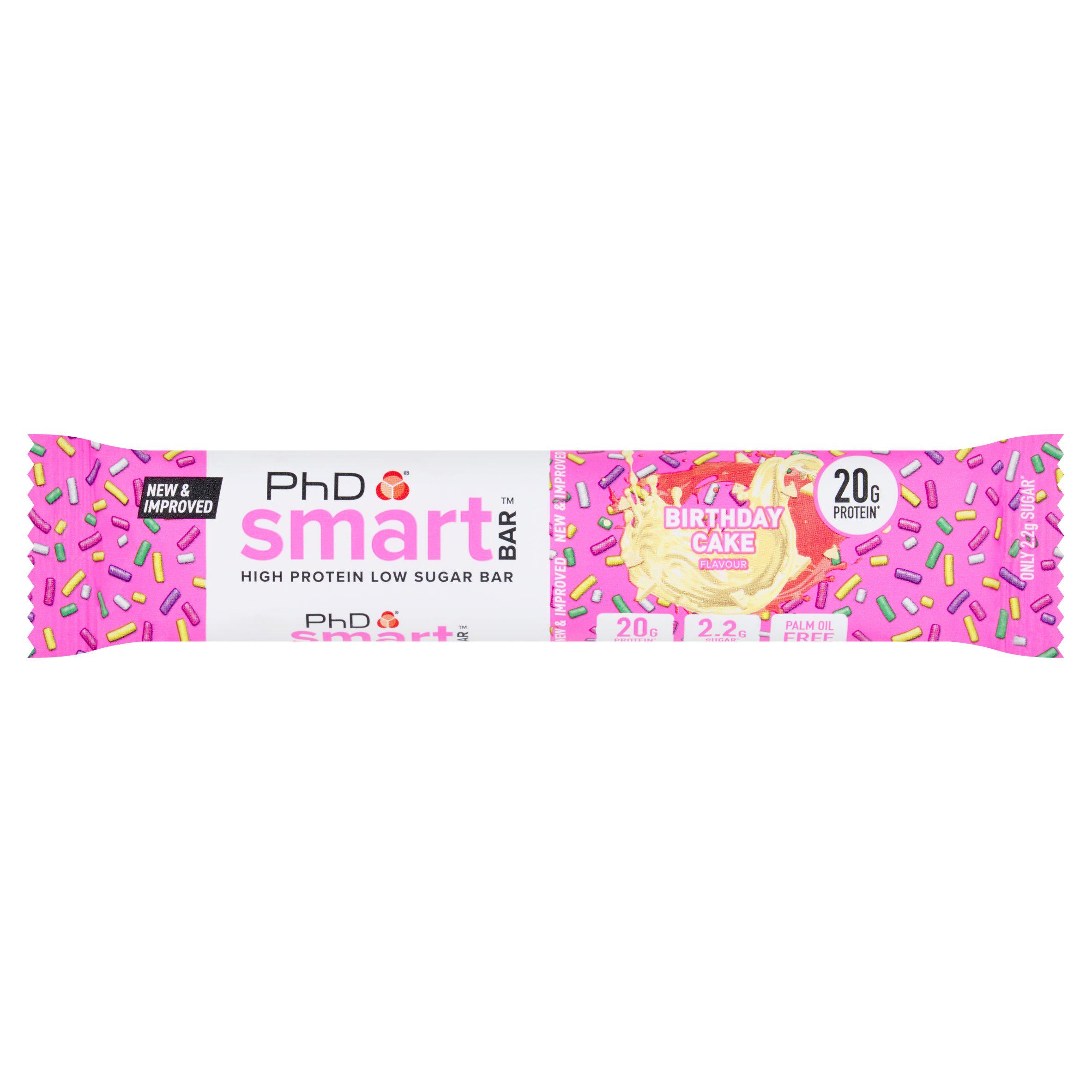 PhD Birthday Cake Flavour Smart Bar 64g GOODS Sainsburys   