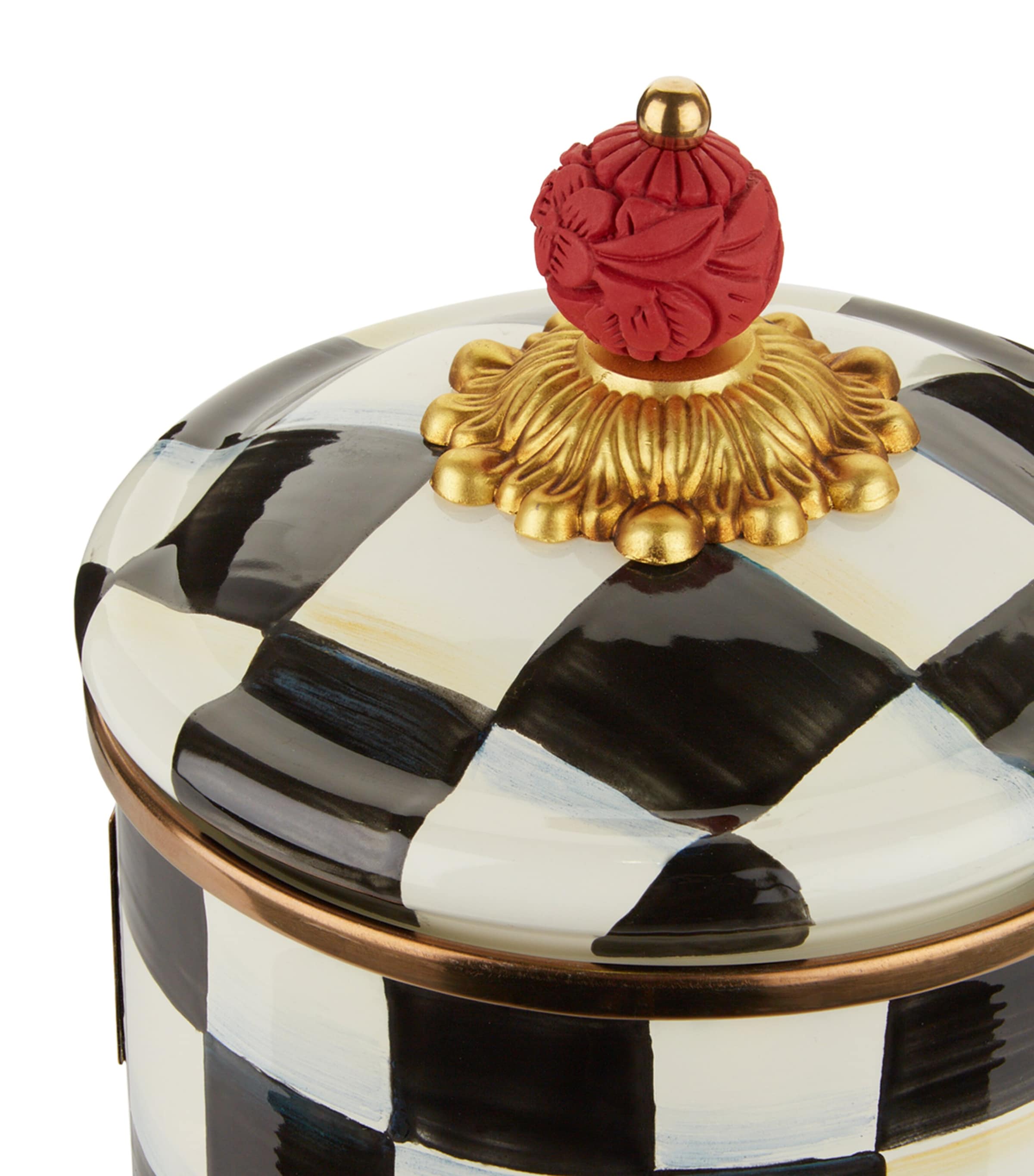 MacKenzie-Childs Large Courtly Check enamel canister, imported from the UK