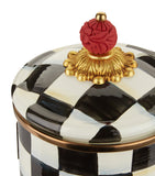 MacKenzie-Childs Large Courtly Check enamel canister, imported from the UK