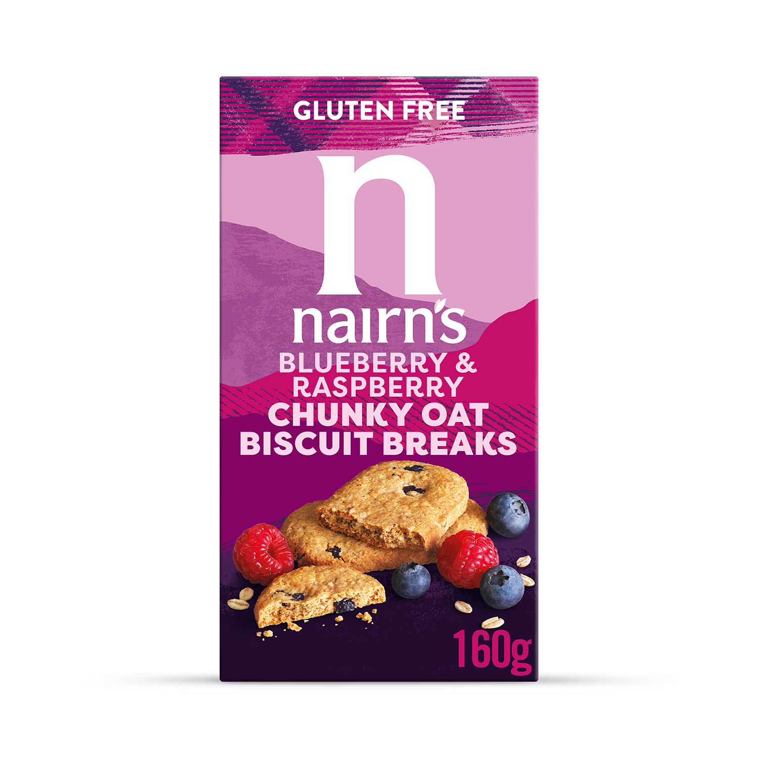 Nairn's gluten free blueberry raspberry biscuit breaks 160g, imported from the UK