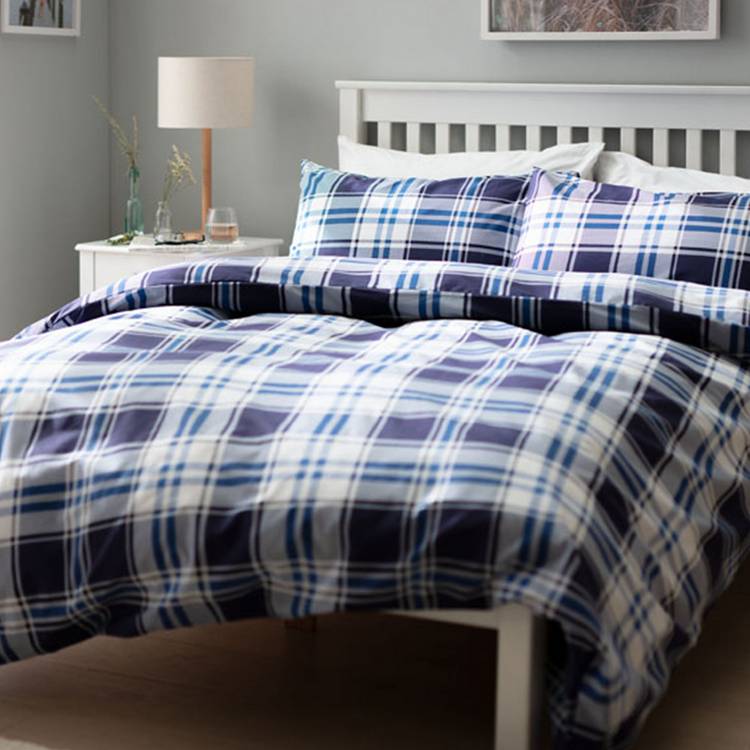 Argos Home check bedding set blue white single (British brand)