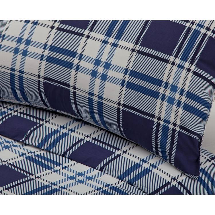 Argos Home check bedding set blue white single (British brand)