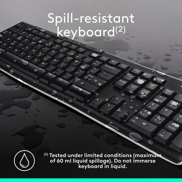 Logitech wireless mouse and keyboard set MK270, UK version