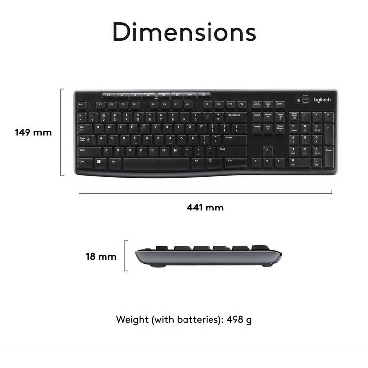 Logitech wireless mouse and keyboard set MK270, UK version