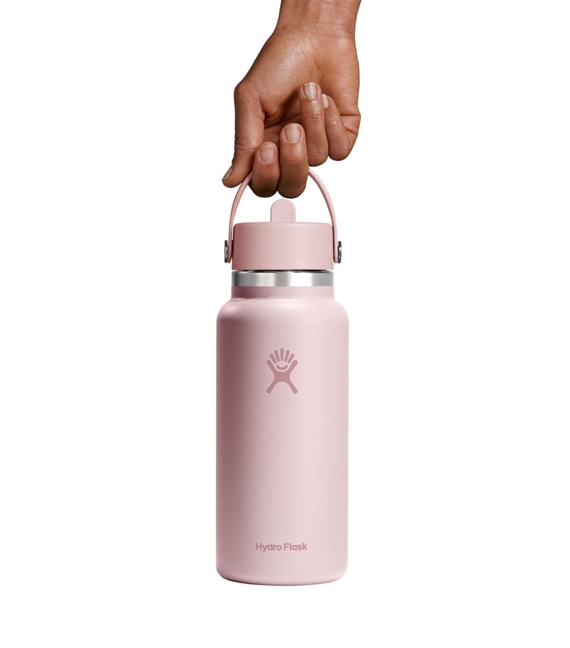 Hydro Flask wide mouth water bottle with flex straw cap 946ml, UK version