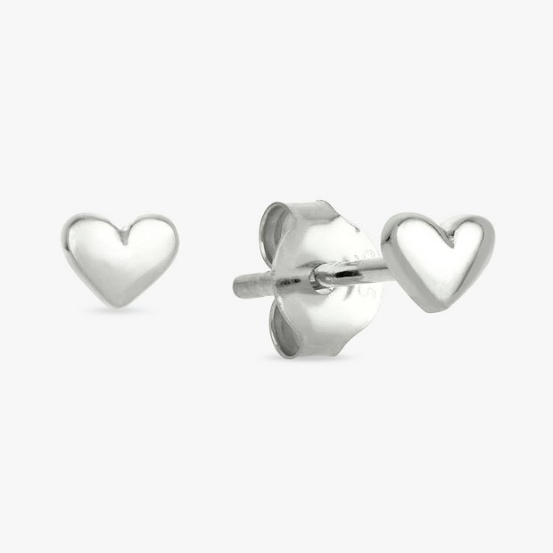 Revere sterling silver heart stud earrings (British brand)