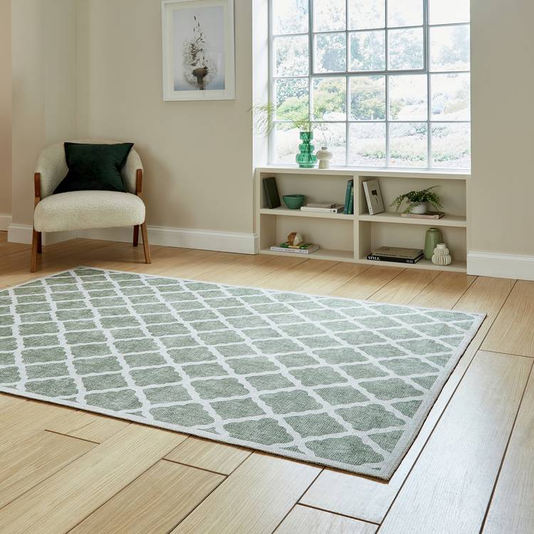 Think Rugs flatweave rug coral green 76x150cm, imported from the UK