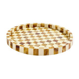 Habitat checkered brown and white round resin trinket tray 30cm, imported from the UK