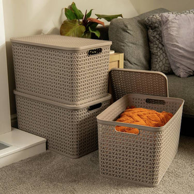 Argos Strata Urban Store Set of 3 Storage Baskets with Lid - Mocha- Buy online at McGrocer