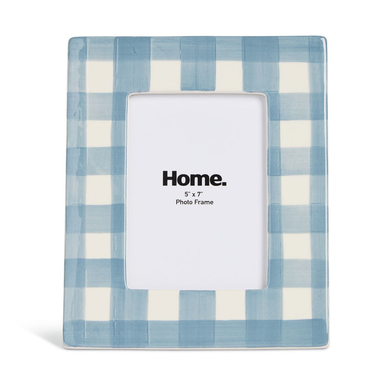 Argos Home blue gingham ceramic picture frame 5x7 inches, UK version