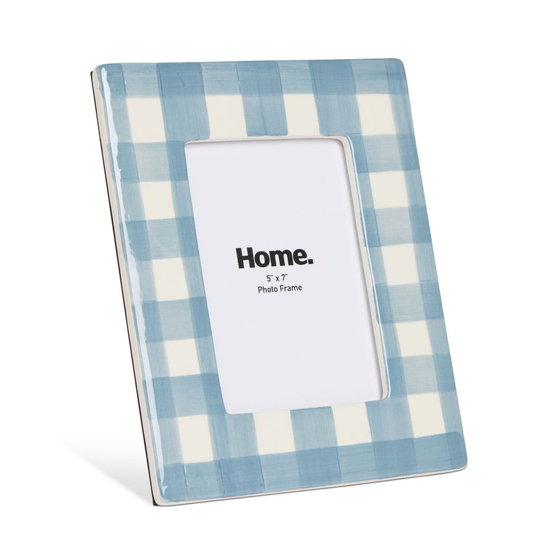 Argos Home blue gingham ceramic picture frame 5x7 inches, UK version