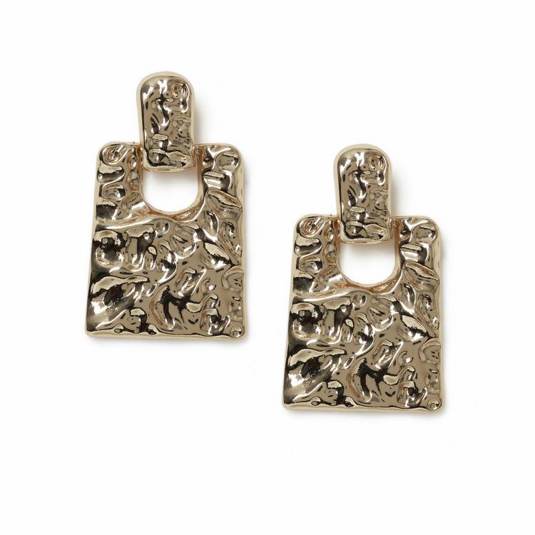Freedom gold-tone textured square drop earrings (British brand)