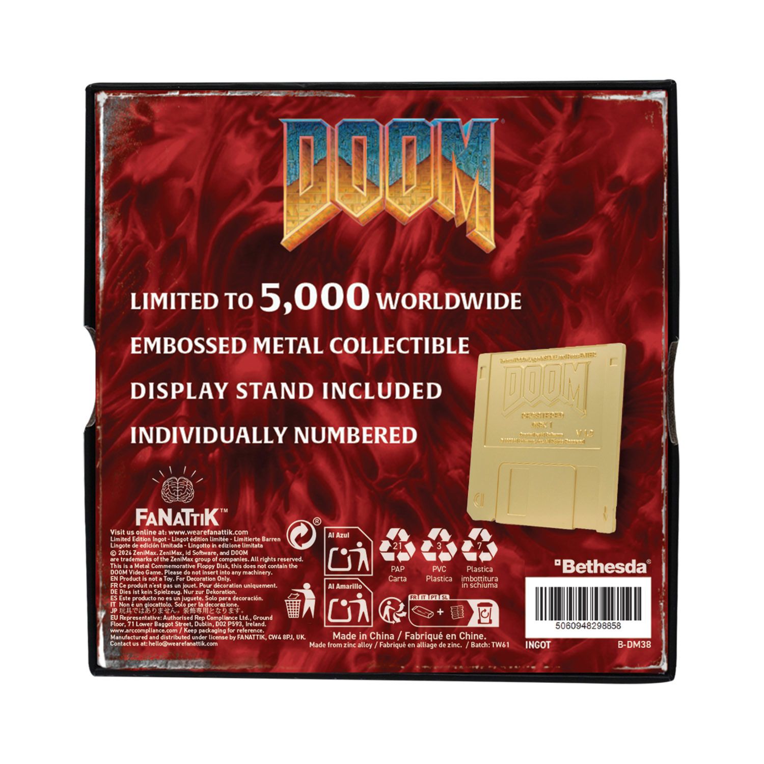 Fanattik DOOM floppy disk replica limited edition gold (British brand)