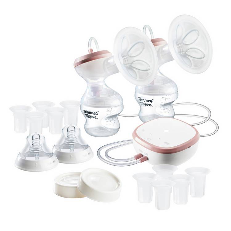 Tommee Tippee double electric breast pump with bottles, imported from the UK