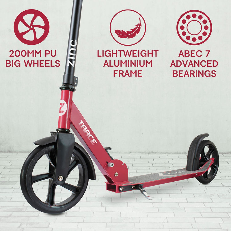 Zinc Trace foldable big wheel scooter red (British brand)