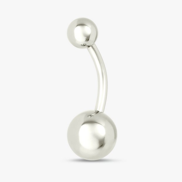 Revere surgical steel belly bar plain silver 10mm (British brand)