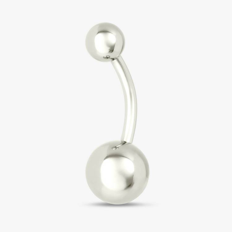 Revere surgical steel belly bar plain silver 10mm (British brand)