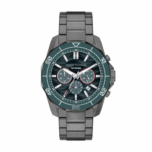Armani Exchange men's gunmetal stainless steel watch, imported from the UK