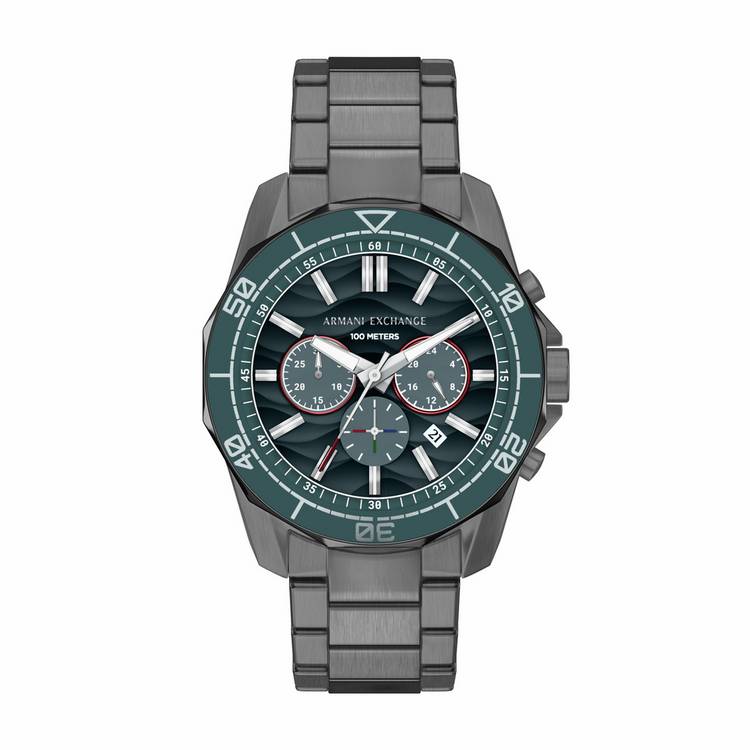 Armani Exchange men's gunmetal stainless steel watch, imported from the UK