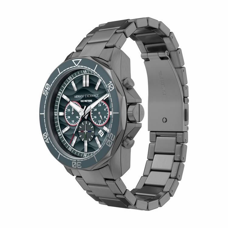 Armani Exchange men's gunmetal stainless steel watch, imported from the UK