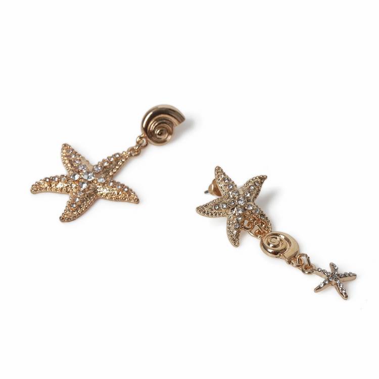 Freedom mismatched drop earrings with starfish and shell charms (British brand)