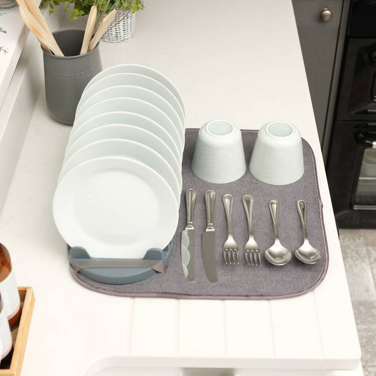Addis 2 in 1 microfibre drying mat with plate rack (British brand)