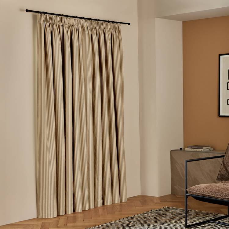 Habitat olive stripe blackout curtains 117x183cm, UK version