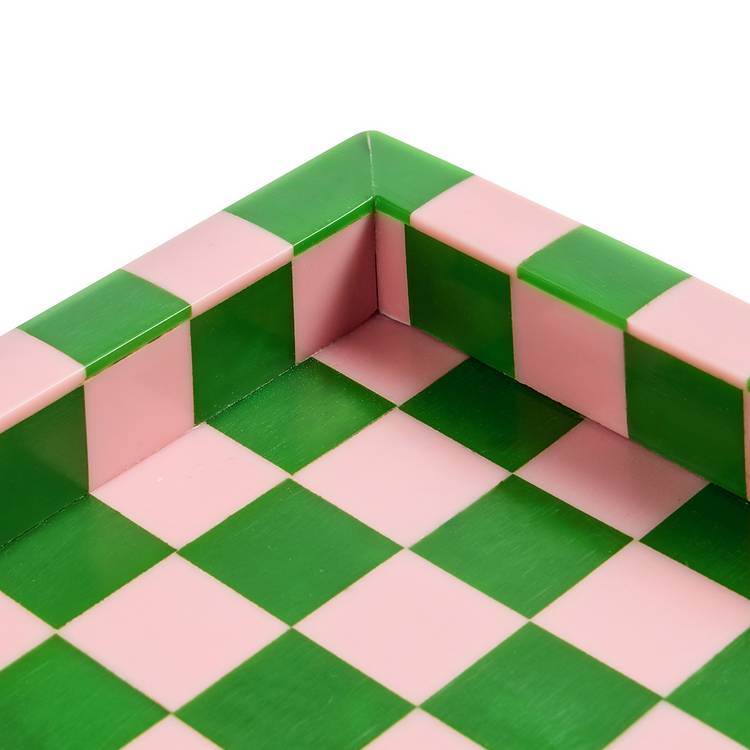 Habitat checkered resin tray pink and green (British brand)