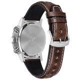 Citizen men's chronograph brown leather strap watch - British product