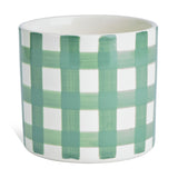 Argos Home green gingham ceramic planter 13.5cm, imported from the UK