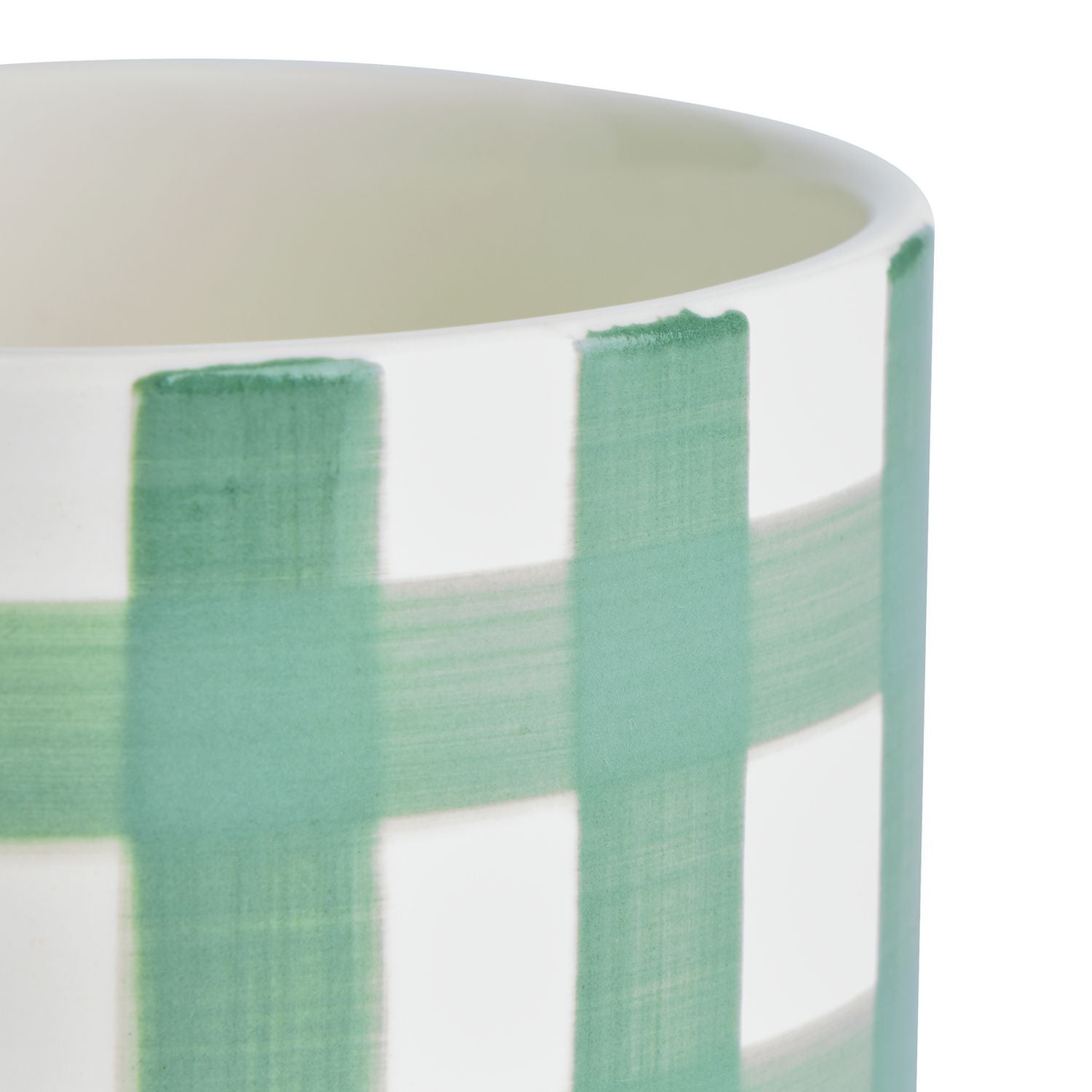 Argos Home green gingham ceramic planter 13.5cm, imported from the UK