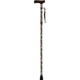 Aidapt folding walking stick patterned floral on black, UK version