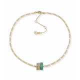 DKNY gold tone teal baguette pendant necklace 16 inch - British product