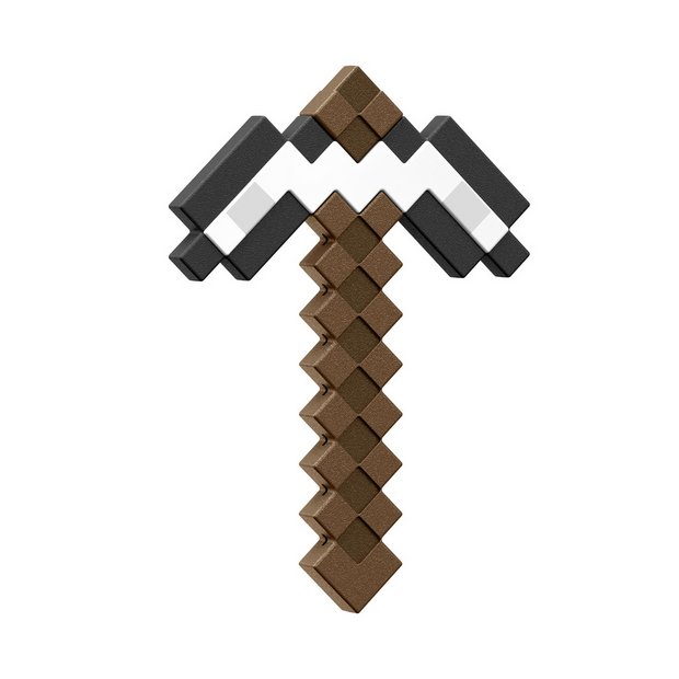 Minecraft roleplay toy pixelated iron pickaxe, imported from the UK