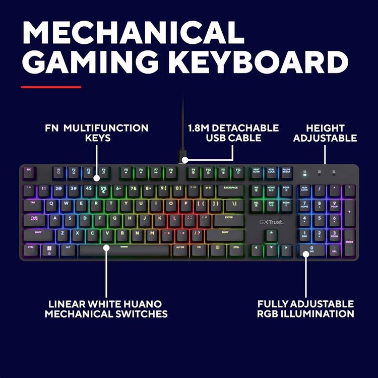 GXTrust Zora mechanical gaming keyboard black, UK version
