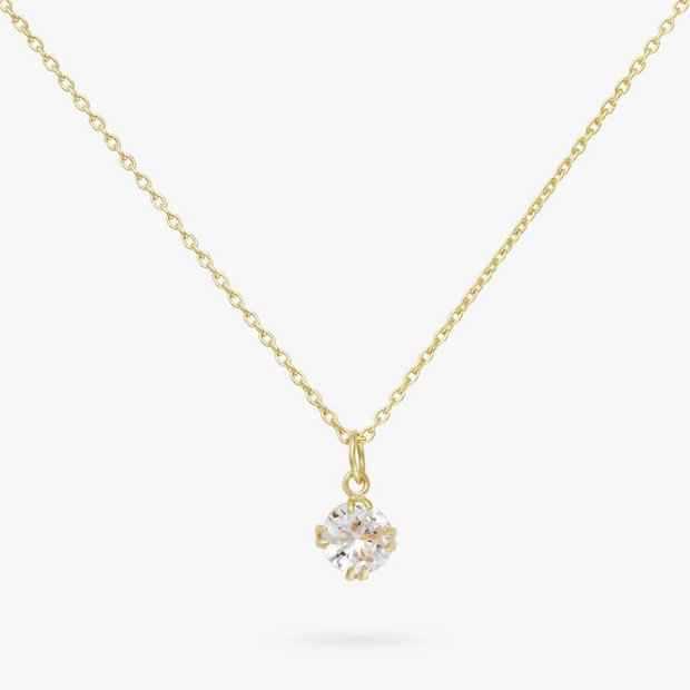 Revere gold plated solitaire pendant necklace cubic zirconia - British product