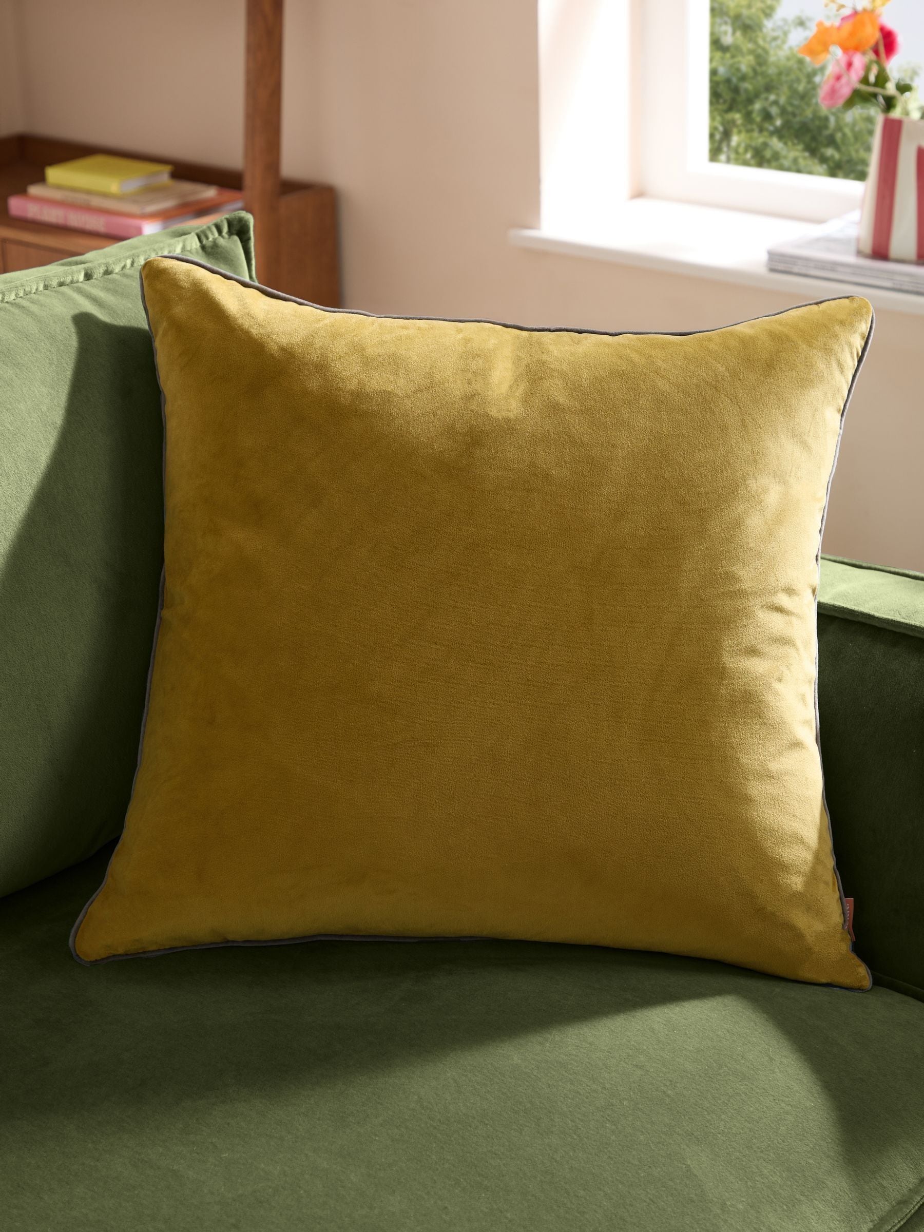 Furn Moss/Charcoal Meridian Velvet 55 x 55cm Cushion Cover