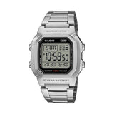 Casio men's grey digital watch with stainless steel strap (British brand)