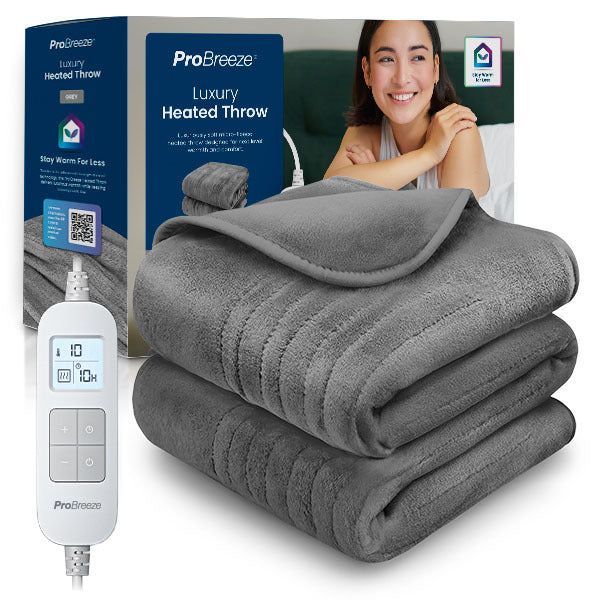 Pro Breeze fleece electric heated throw grey, UK version