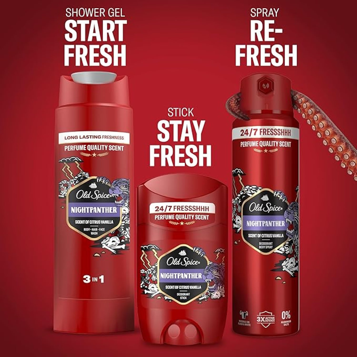 Old Spice Nightpanther gift set with deodorant spray shower gel (British brand)
